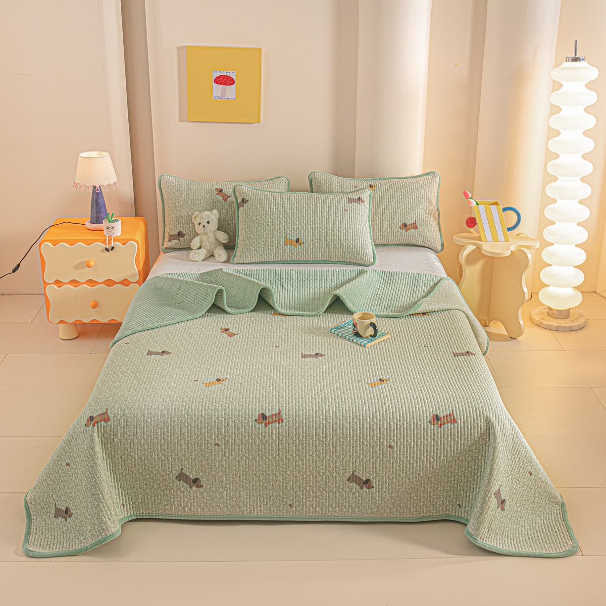 91家纺网 家纺一手货源 找家纺 （总）恒尚居 2025新款全棉牛奶绒床盖四季可用纯棉夹棉床单床褥垫三件套-秋冬款系列一