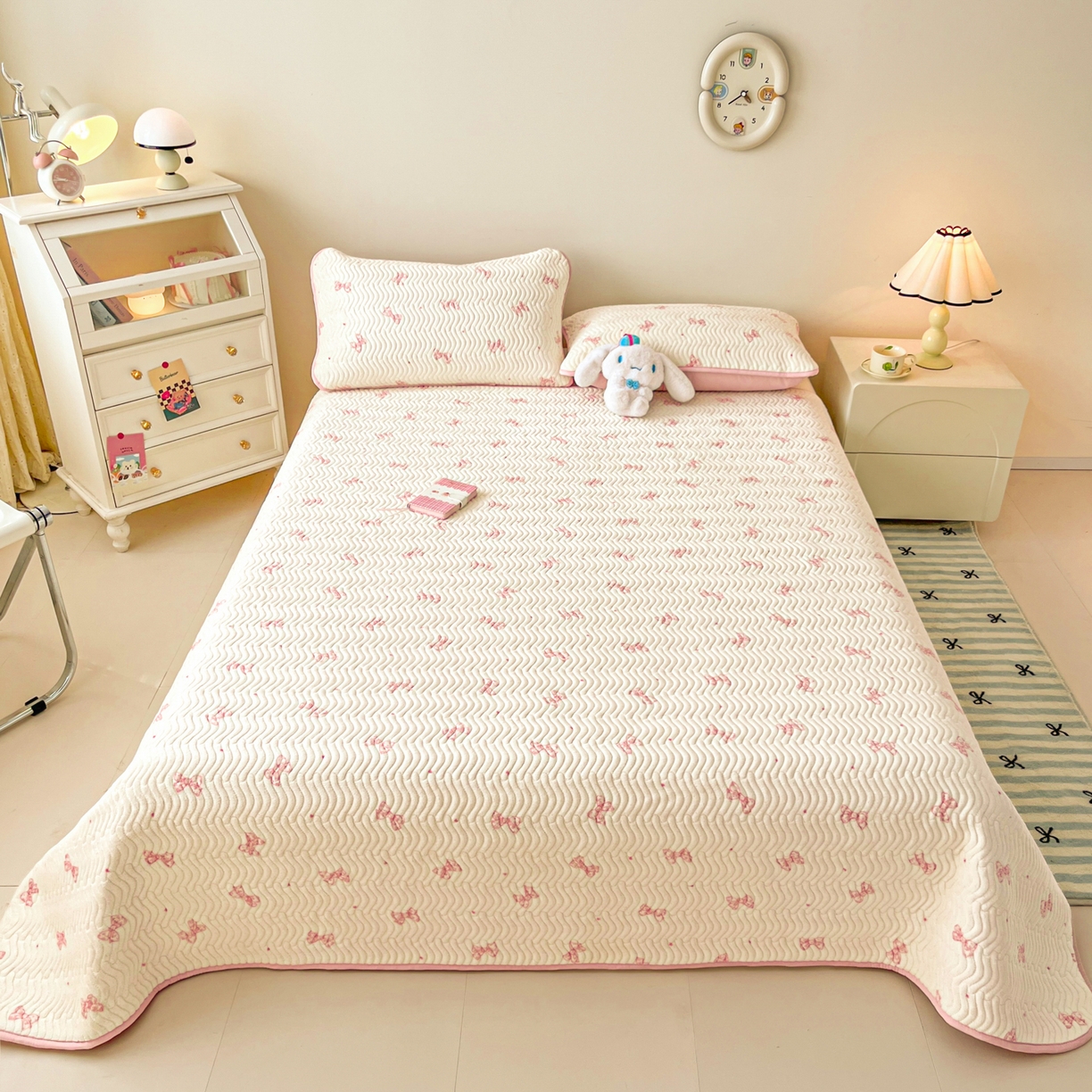 91家纺网 家纺一手货源 找家纺 蓝极人 2025新款牛奶绒印花床盖四季通用 床盖-桃漾绮梦