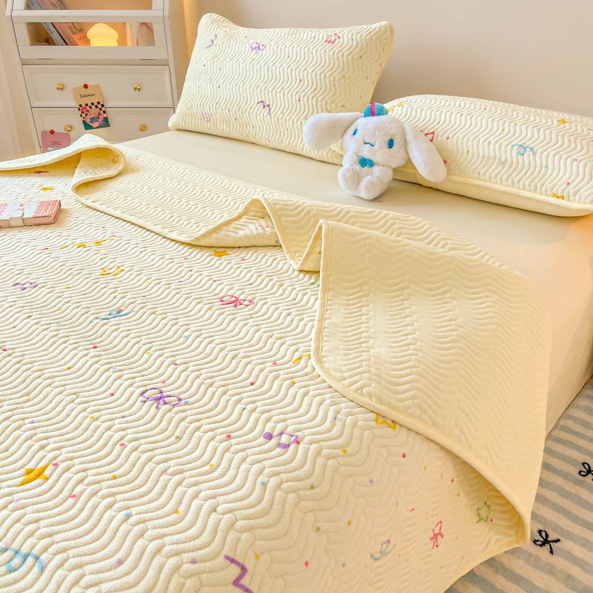 蓝极人 2025新款牛奶绒印花床盖四季通用 床盖-星彩梦