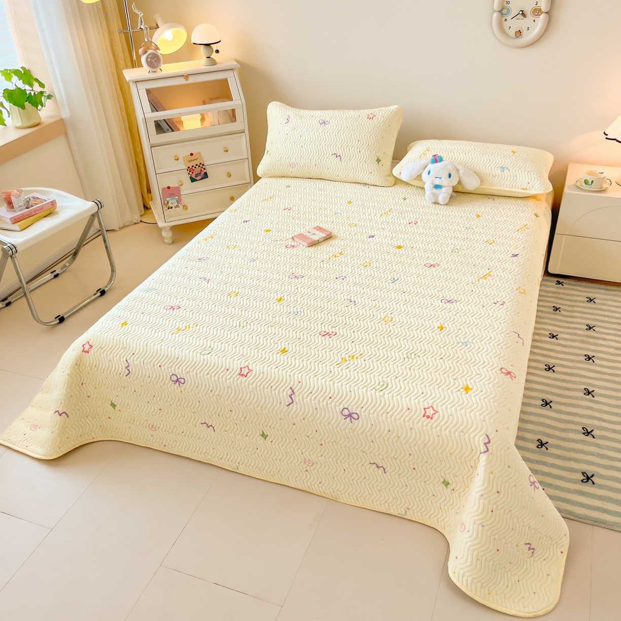 91家纺网 家纺一手货源 找家纺 蓝极人 2025新款牛奶绒印花床盖四季通用 床盖-星彩梦