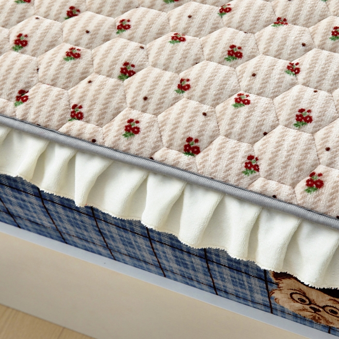 91家纺网 家纺一手货源 找家纺 情煊家纺 2025新款保暖牛奶绒夹棉床笠-花边款 西高地