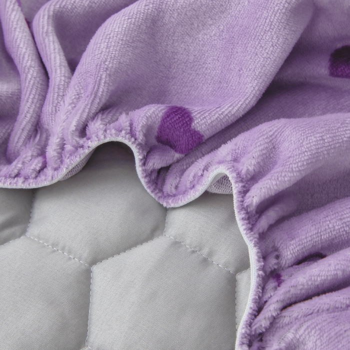 91家纺网 家纺一手货源 找家纺 情煊家纺 2025新款保暖牛奶绒夹棉床笠-花边款 紫爱心