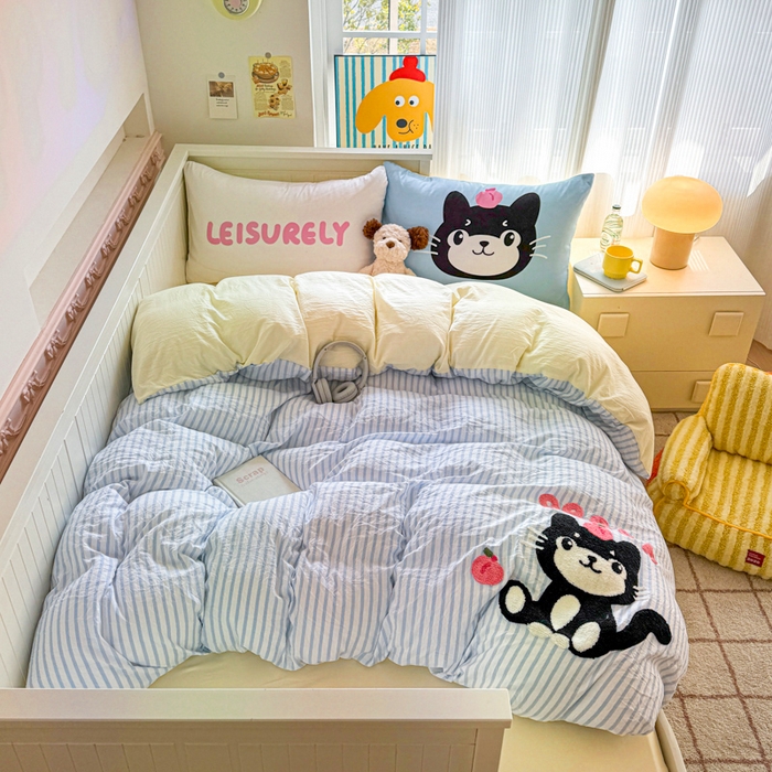 91家纺网 家纺一手货源 找家纺 （总）艾特你 2025新款高克重云朵棉毛巾绣四件套-系列二