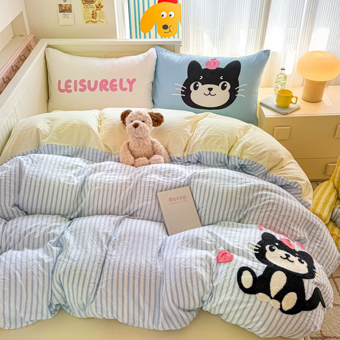 91家纺网 家纺一手货源 找家纺 （总）艾特你 2025新款高克重云朵棉毛巾绣四件套-系列二