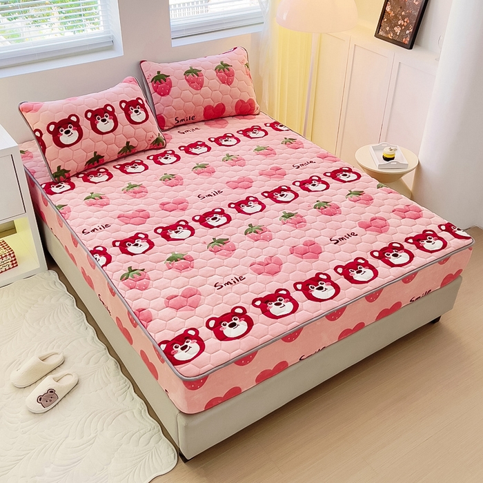 91家纺网 家纺一手货源 找家纺 （总）情煊家纺 2025新款保暖牛奶绒夹棉床笠-床笠款