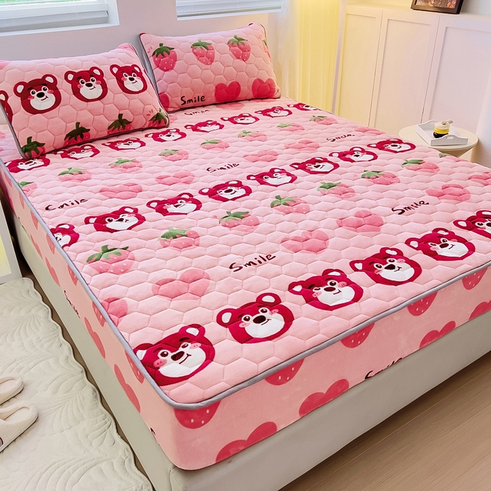 91家纺网 家纺一手货源 找家纺 （总）情煊家纺 2025新款保暖牛奶绒夹棉床笠-床笠款