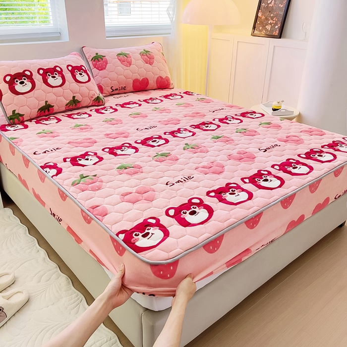 91家纺网 家纺一手货源 找家纺 （总）情煊家纺 2025新款保暖牛奶绒夹棉床笠-床笠款