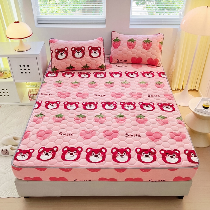 91家纺网 家纺一手货源 找家纺 （总）情煊家纺 2025新款保暖牛奶绒夹棉床笠-床笠款