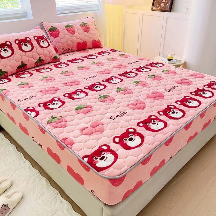 91家纺网 家纺一手货源 找家纺 （总）情煊家纺 2025新款保暖牛奶绒夹棉床笠-床笠款