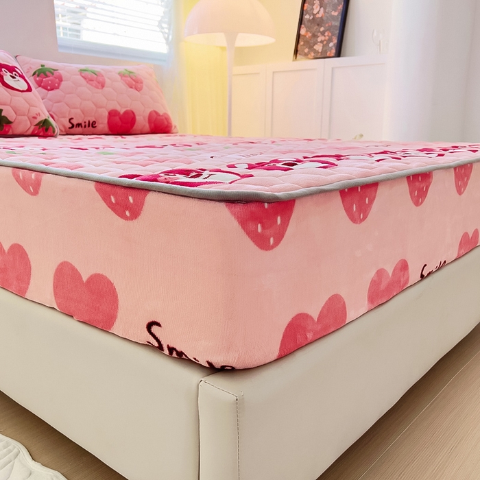 91家纺网 家纺一手货源 找家纺 （总）情煊家纺 2025新款保暖牛奶绒夹棉床笠-床笠款