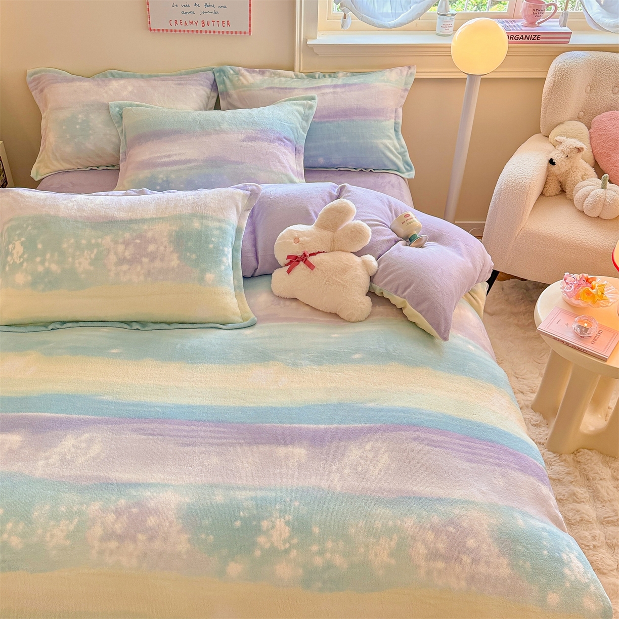 91家纺网 家纺一手货源 找家纺 名兮家居 2025秋冬新款加厚高克重牛奶绒单被套 彩色的梦