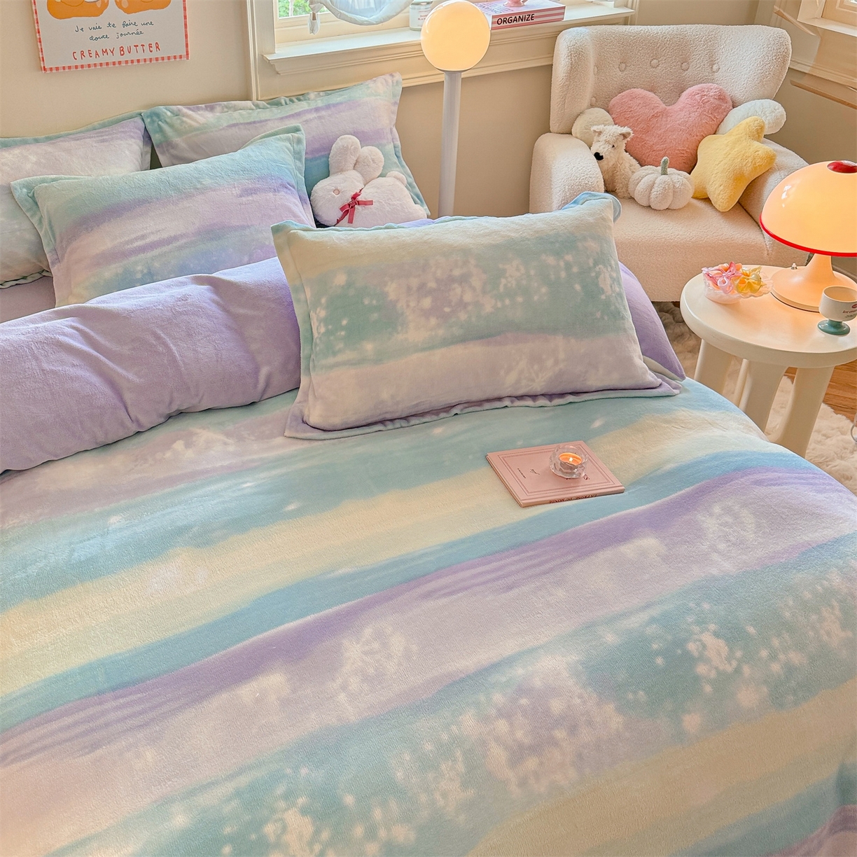 91家纺网 家纺一手货源 找家纺 名兮家居 2025秋冬新款加厚高克重牛奶绒单被套 彩色的梦