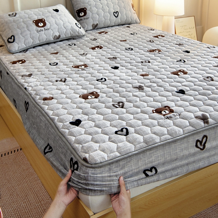 91家纺网 家纺一手货源 找家纺 （总）情煊家纺 2025新款保暖牛奶绒夹棉床笠-床笠款