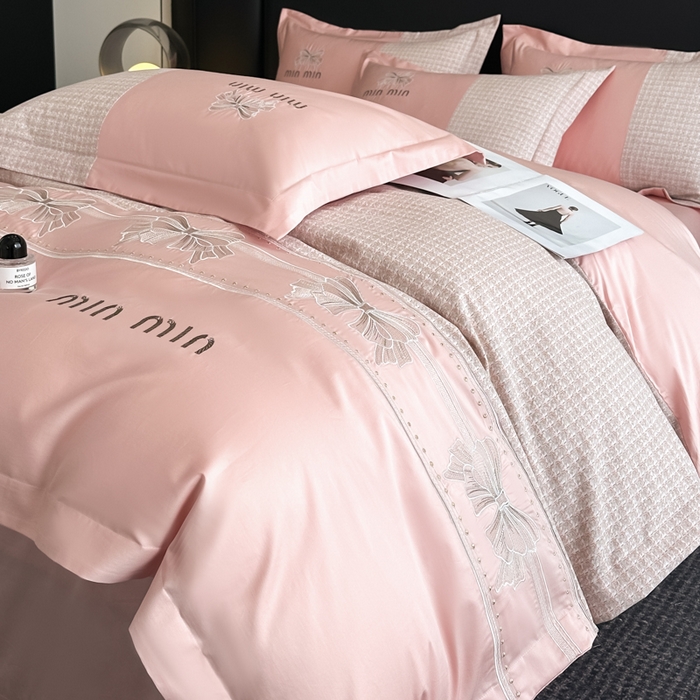 91家纺网 家纺一手货源 找家纺 （总）苏美 2025新款全棉肌理纹绣花四件套-雅菲系列