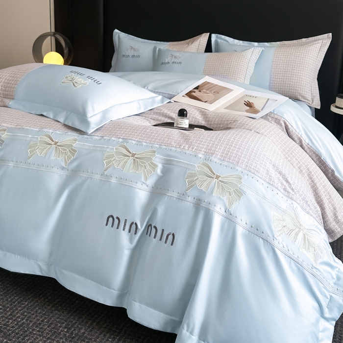 91家纺网 家纺一手货源 找家纺 苏美 2025新款全棉肌理纹绣花四件套-雅菲系列 雅菲-蓝