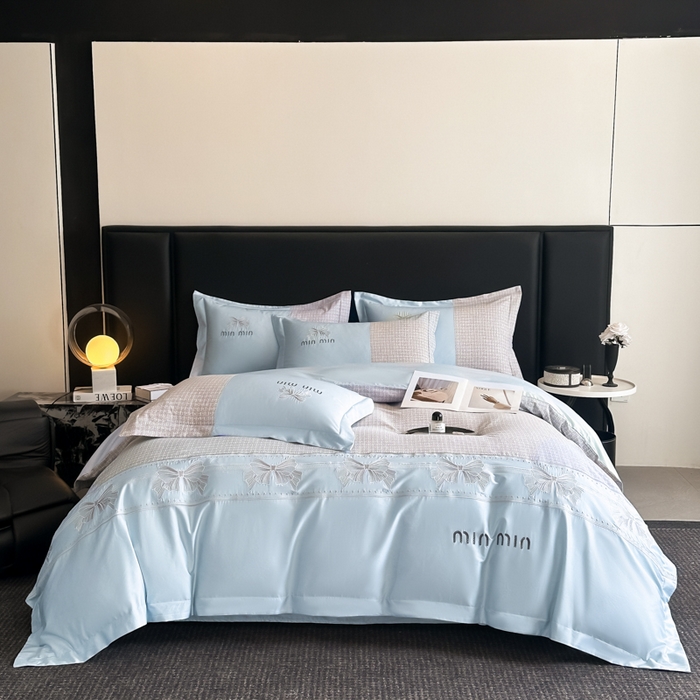 91家纺网 家纺一手货源 找家纺 苏美 2025新款全棉肌理纹绣花四件套-雅菲系列 雅菲-蓝