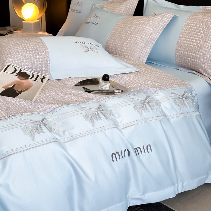 91家纺网 家纺一手货源 找家纺 苏美 2025新款全棉肌理纹绣花四件套-雅菲系列 雅菲-蓝