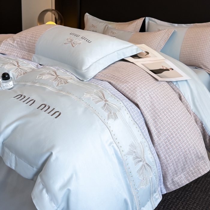 91家纺网 家纺一手货源 找家纺 苏美 2025新款全棉肌理纹绣花四件套-雅菲系列 雅菲-蓝