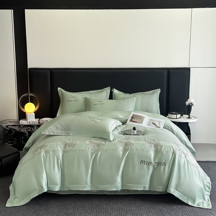 91家纺网 家纺一手货源 找家纺 苏美 2025新款全棉肌理纹绣花四件套-雅菲系列 雅菲-绿