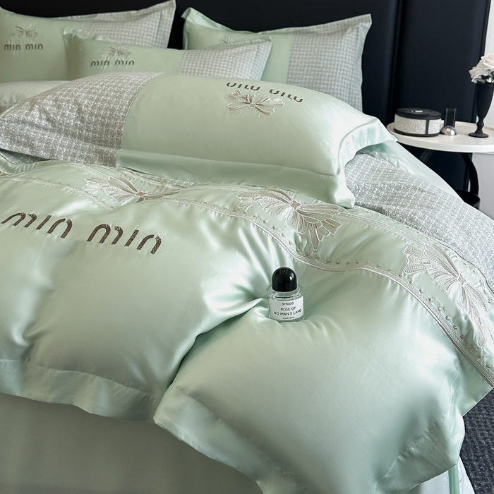 91家纺网 家纺一手货源 找家纺 苏美 2025新款全棉肌理纹绣花四件套-雅菲系列 雅菲-绿