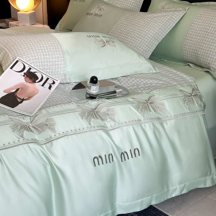 91家纺网 家纺一手货源 找家纺 苏美 2025新款全棉肌理纹绣花四件套-雅菲系列 雅菲-绿