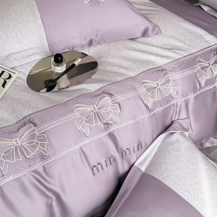 91家纺网 家纺一手货源 找家纺 苏美 2025新款全棉肌理纹绣花四件套-雅菲系列 雅菲-紫