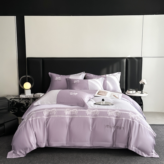 91家纺网 家纺一手货源 找家纺 苏美 2025新款全棉肌理纹绣花四件套-雅菲系列 雅菲-紫