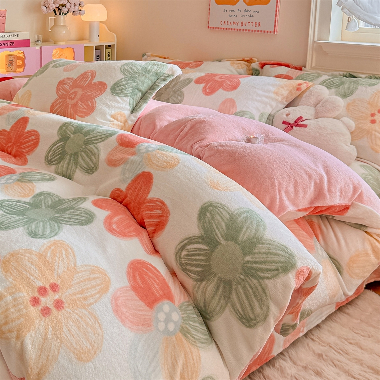 91家纺网 家纺一手货源 找家纺 名兮家居 2025秋冬新款加厚高克重牛奶绒单被套 倾城