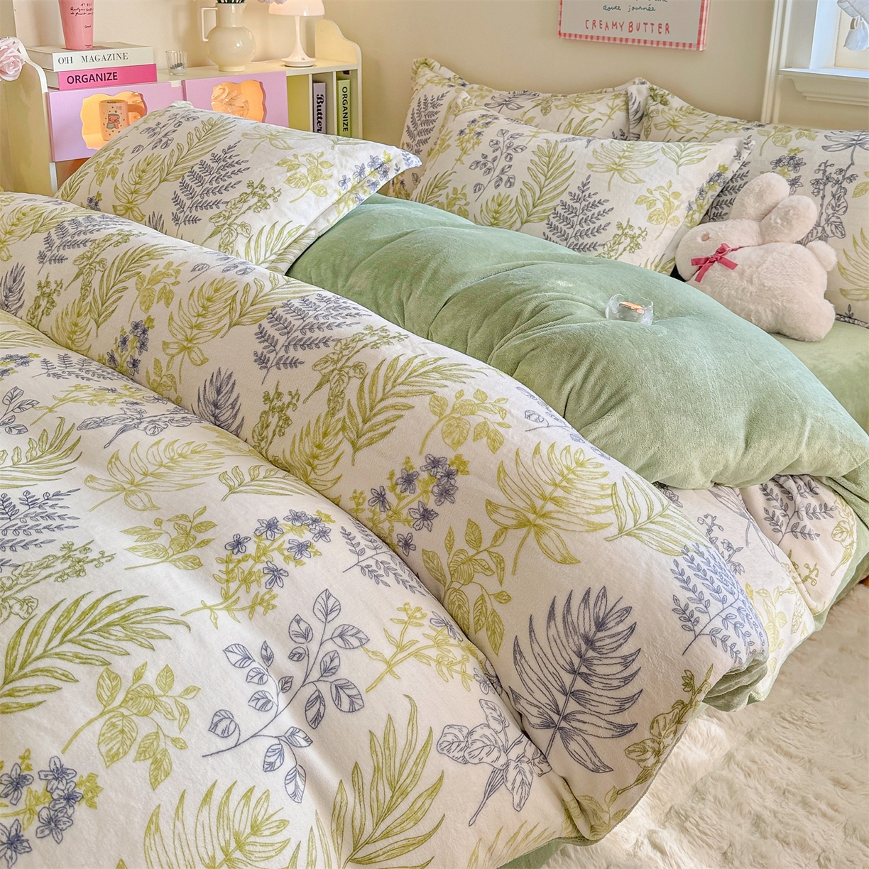 91家纺网 家纺一手货源 找家纺 名兮家居 2025秋冬新款加厚高克重牛奶绒单被套 清新物语