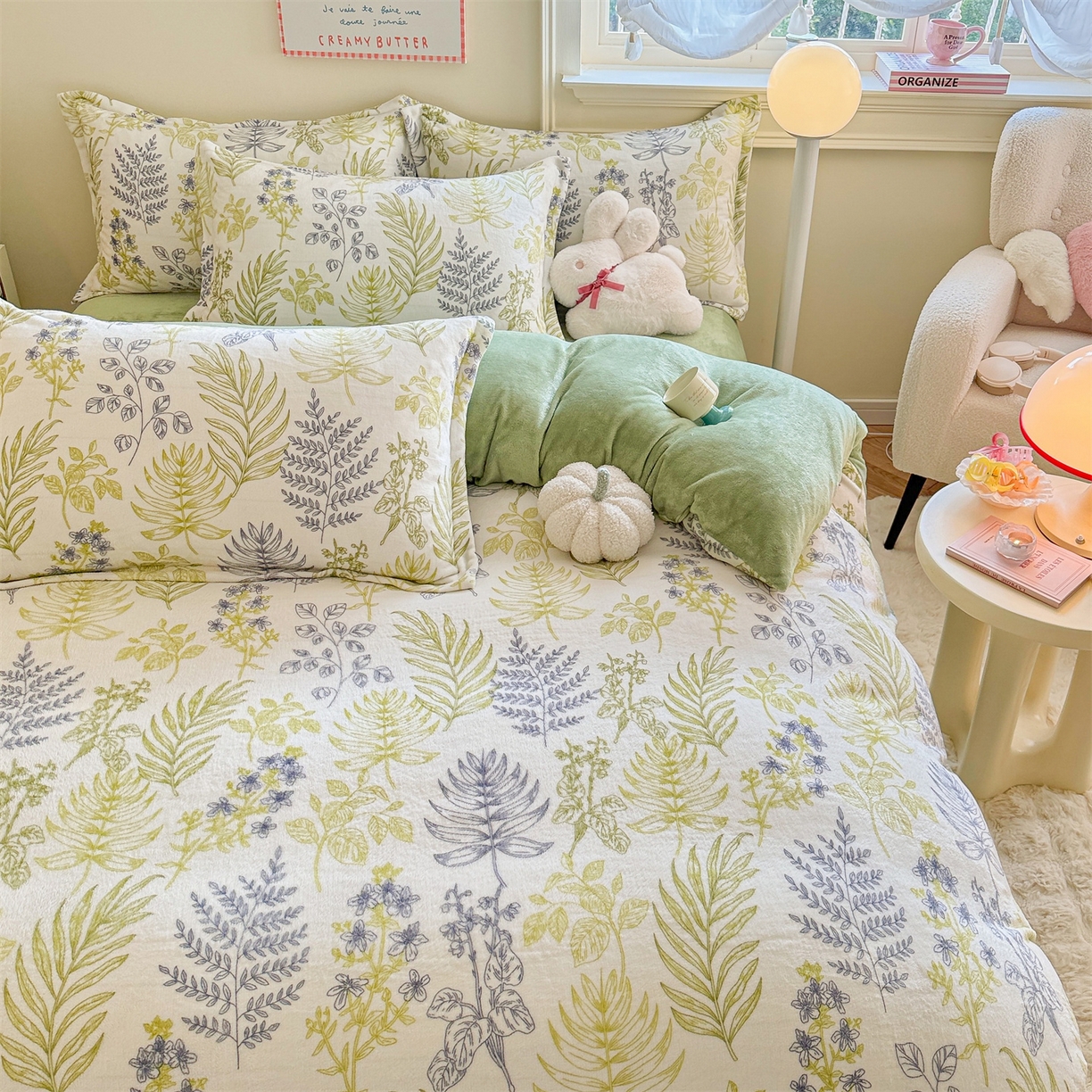 91家纺网 家纺一手货源 找家纺 名兮家居 2025秋冬新款加厚高克重牛奶绒单被套 清新物语