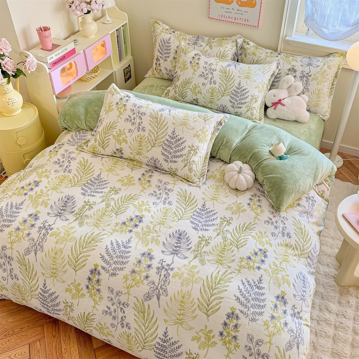 91家纺网 家纺一手货源 找家纺 名兮家居 2025秋冬新款加厚高克重牛奶绒单被套 清新物语