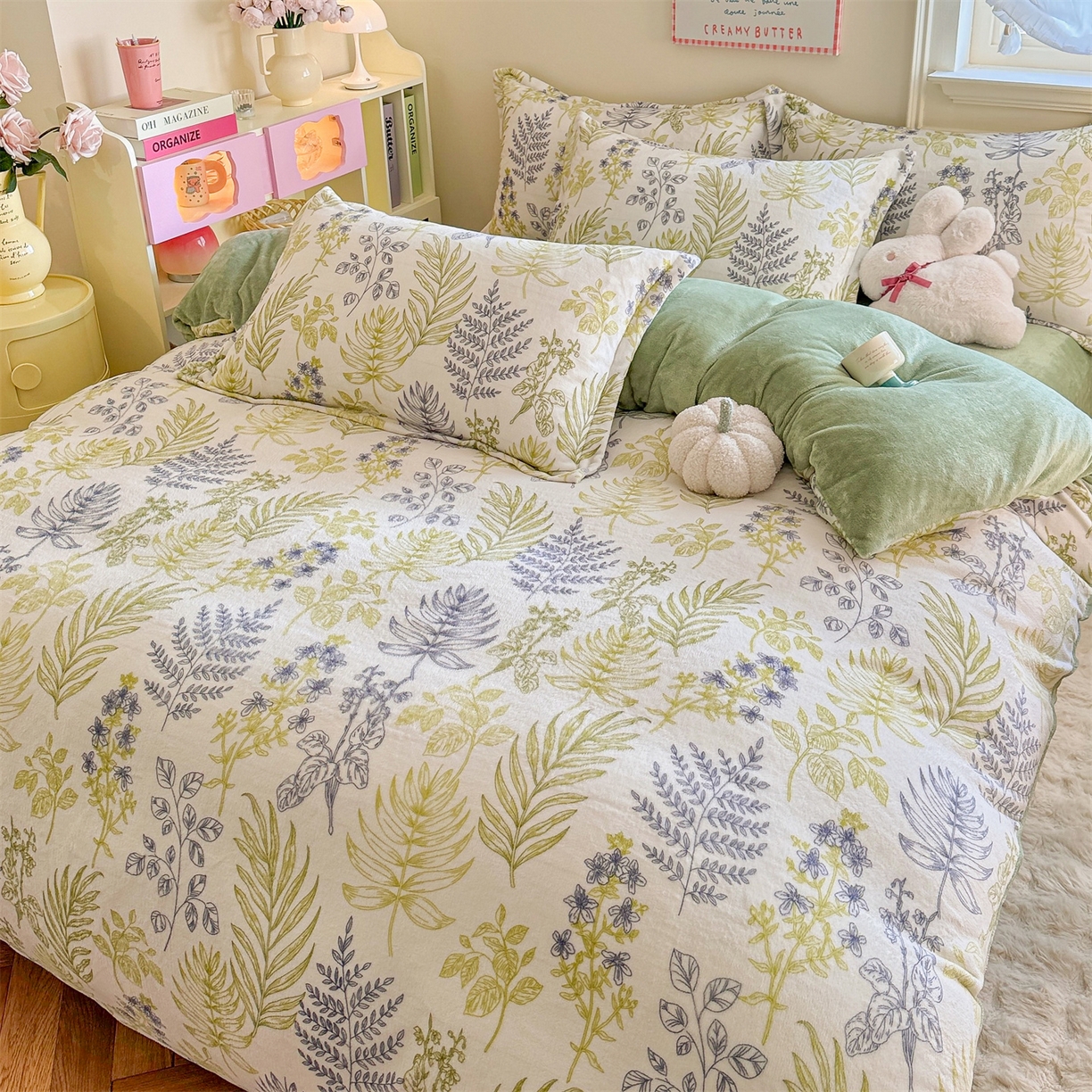 91家纺网 家纺一手货源 找家纺 名兮家居 2025秋冬新款加厚高克重牛奶绒单被套 清新物语