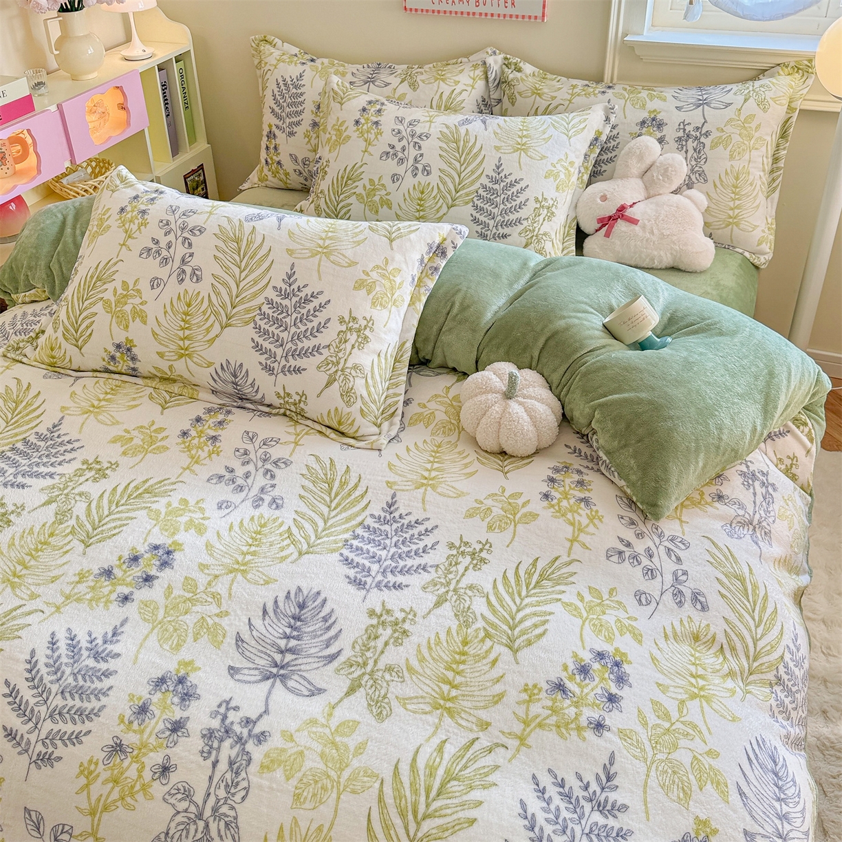 91家纺网 家纺一手货源 找家纺 名兮家居 2025秋冬新款加厚高克重牛奶绒单被套 清新物语