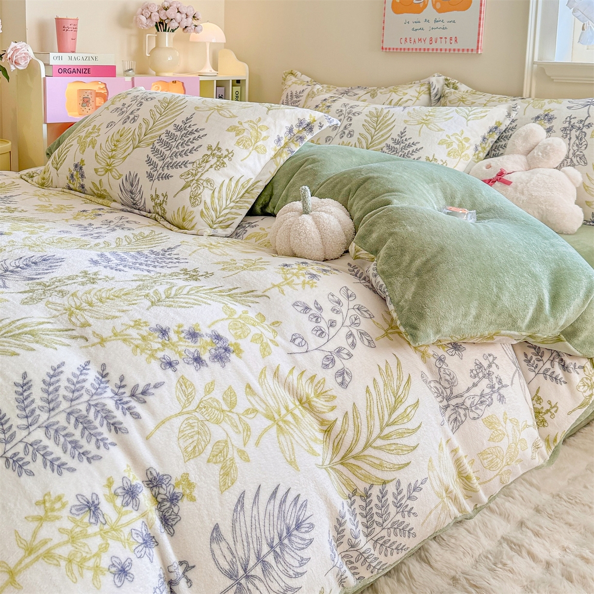 91家纺网 家纺一手货源 找家纺 名兮家居 2025秋冬新款加厚高克重牛奶绒单被套 清新物语