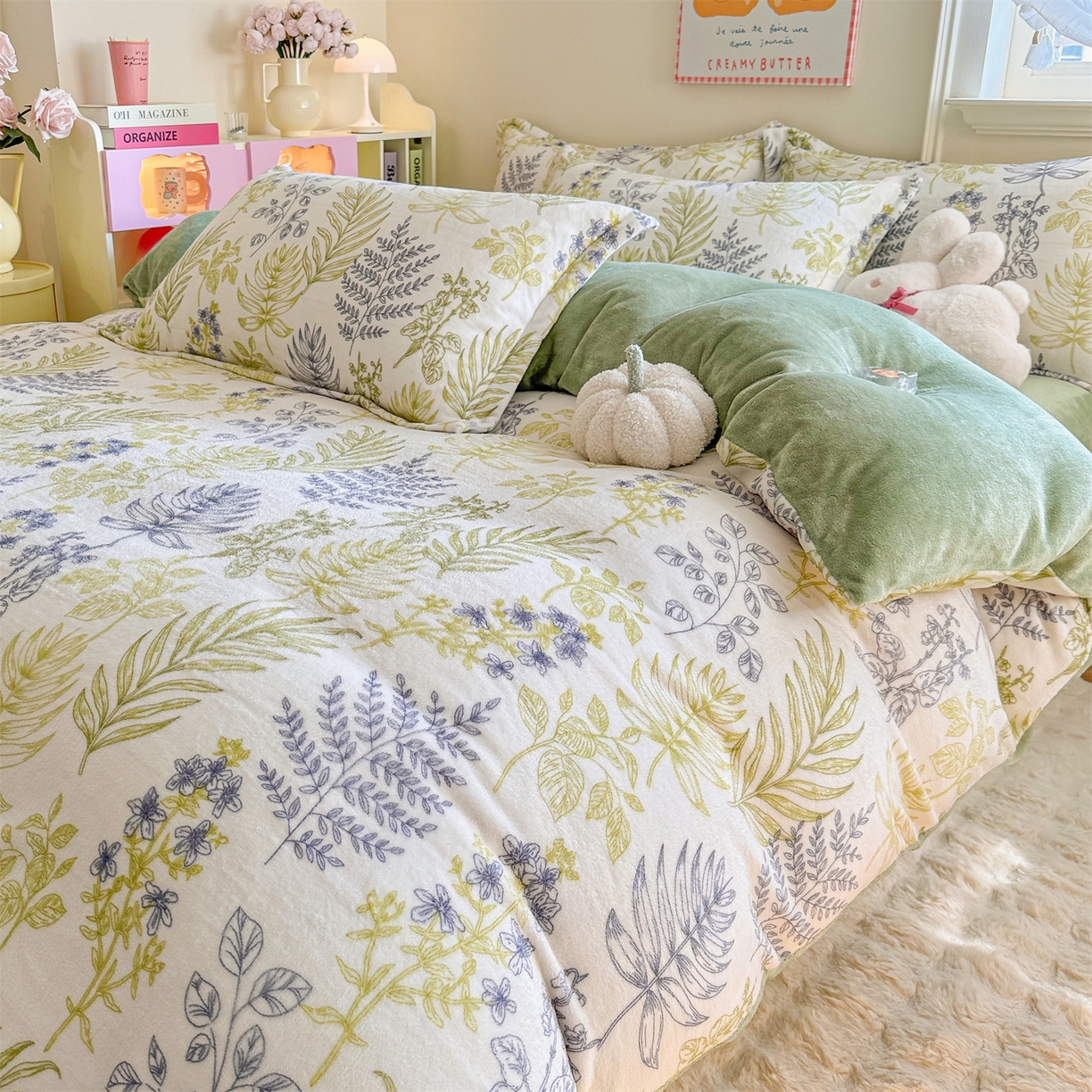 91家纺网 家纺一手货源 找家纺 名兮家居 2025秋冬新款加厚高克重牛奶绒单被套 清新物语