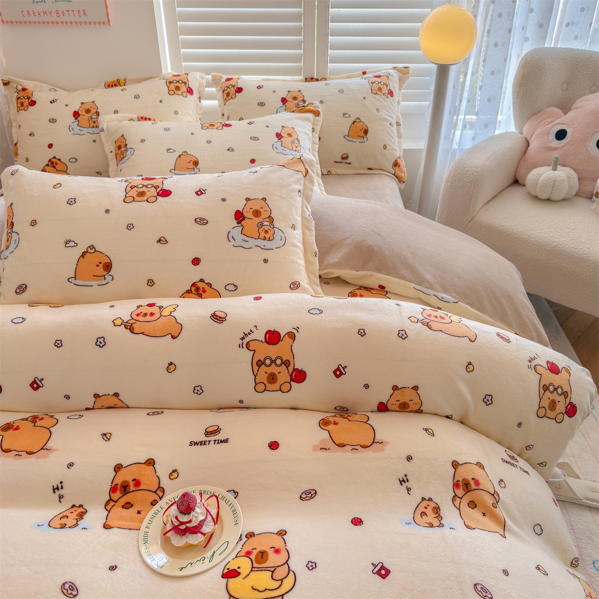 91家纺网 家纺一手货源 找家纺 名兮家居 2025秋冬新款加厚高克重牛奶绒单被套 贪吃巴拉