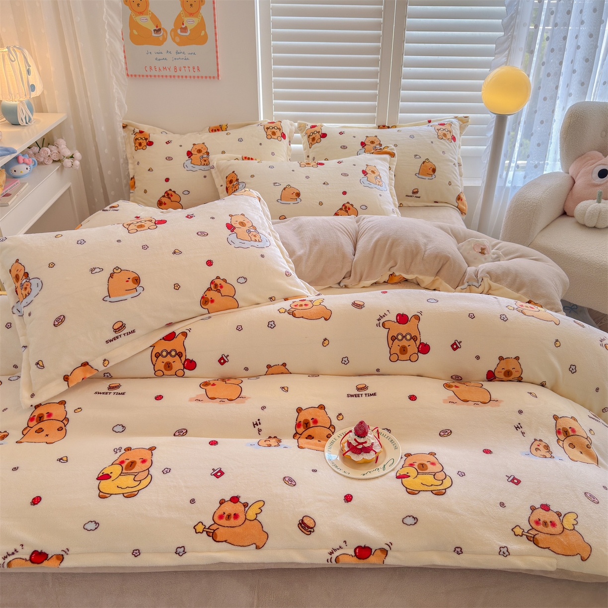 91家纺网 家纺一手货源 找家纺 名兮家居 2025秋冬新款加厚高克重牛奶绒单被套 贪吃巴拉