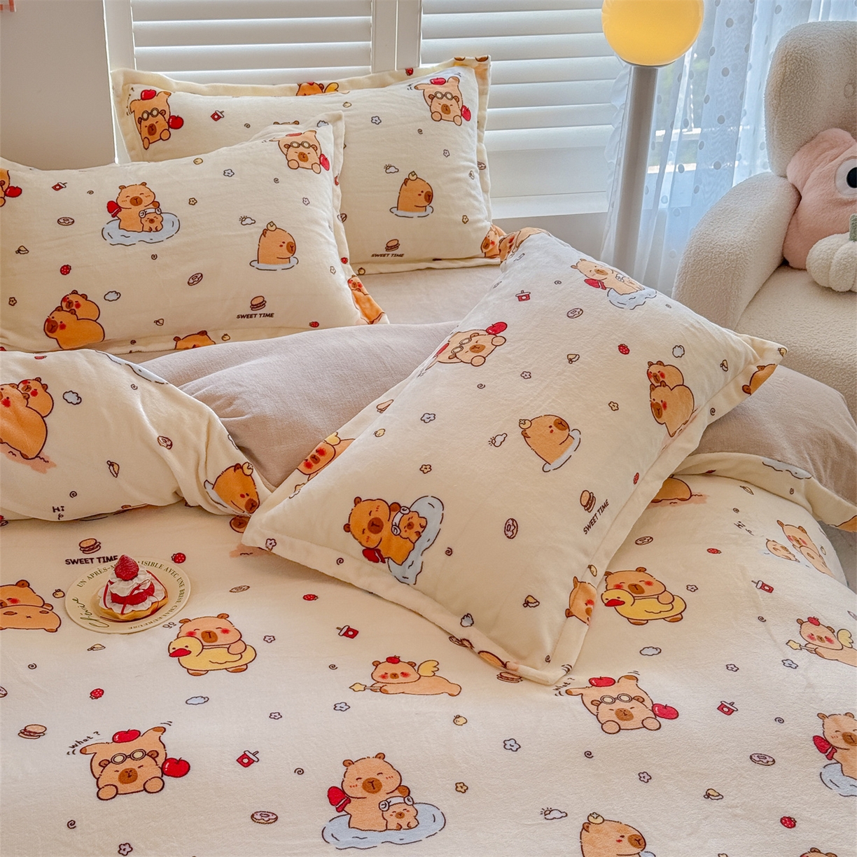 91家纺网 家纺一手货源 找家纺 名兮家居 2025秋冬新款加厚高克重牛奶绒单被套 贪吃巴拉