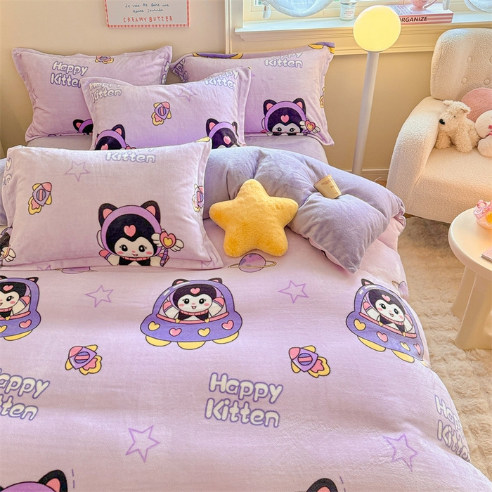 91家纺网 家纺一手货源 找家纺 名兮家居 2025秋冬新款加厚高克重牛奶绒单被套 淘气喵