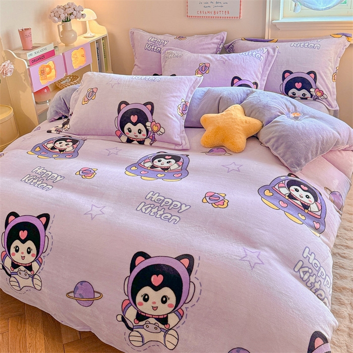 91家纺网 家纺一手货源 找家纺 名兮家居 2025秋冬新款加厚高克重牛奶绒单被套 淘气喵