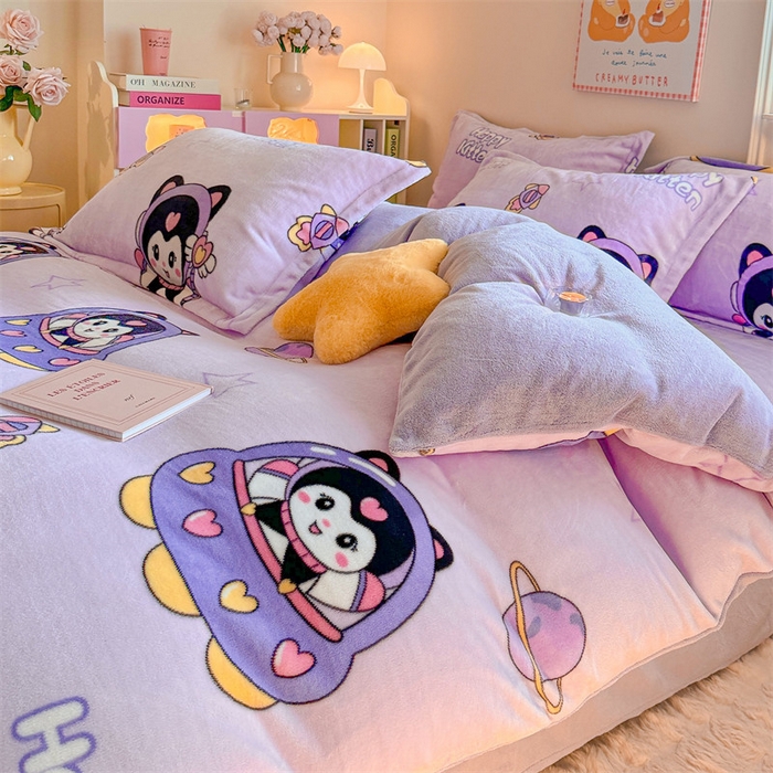 91家纺网 家纺一手货源 找家纺 名兮家居 2025秋冬新款加厚高克重牛奶绒单被套 淘气喵