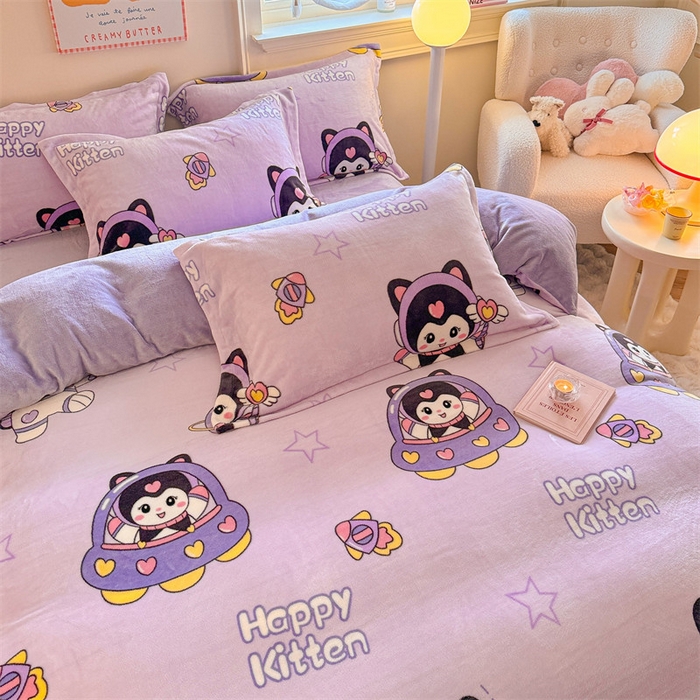 91家纺网 家纺一手货源 找家纺 名兮家居 2025秋冬新款加厚高克重牛奶绒单被套 淘气喵