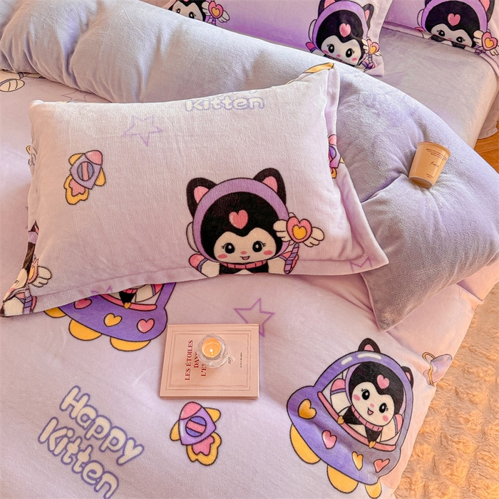 91家纺网 家纺一手货源 找家纺 名兮家居 2025秋冬新款加厚高克重牛奶绒单被套 淘气喵