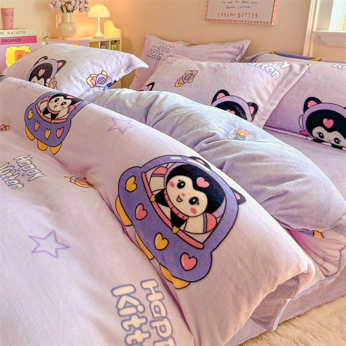 91家纺网 家纺一手货源 找家纺 名兮家居 2025秋冬新款加厚高克重牛奶绒单被套 淘气喵