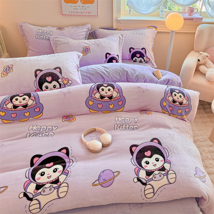 91家纺网 家纺一手货源 找家纺 名兮家居 2025秋冬新款加厚高克重牛奶绒单被套 淘气喵