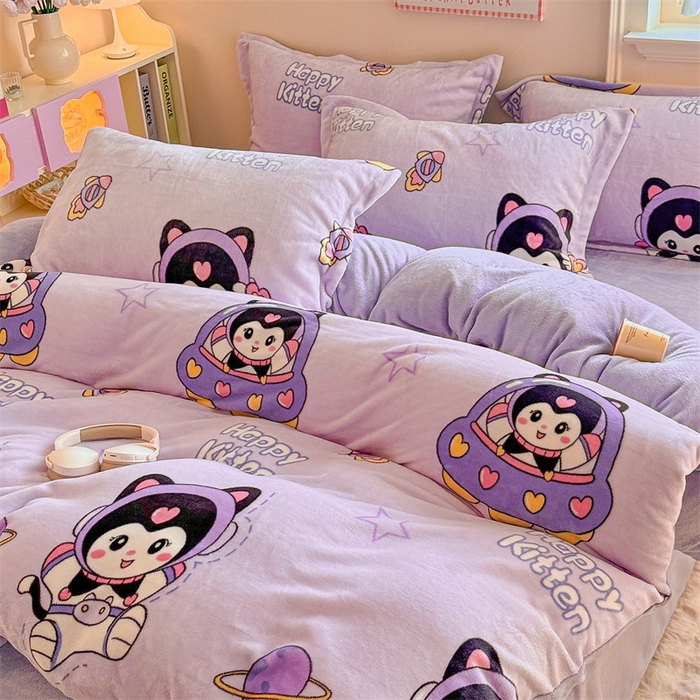 91家纺网 家纺一手货源 找家纺 名兮家居 2025秋冬新款加厚高克重牛奶绒单被套 淘气喵