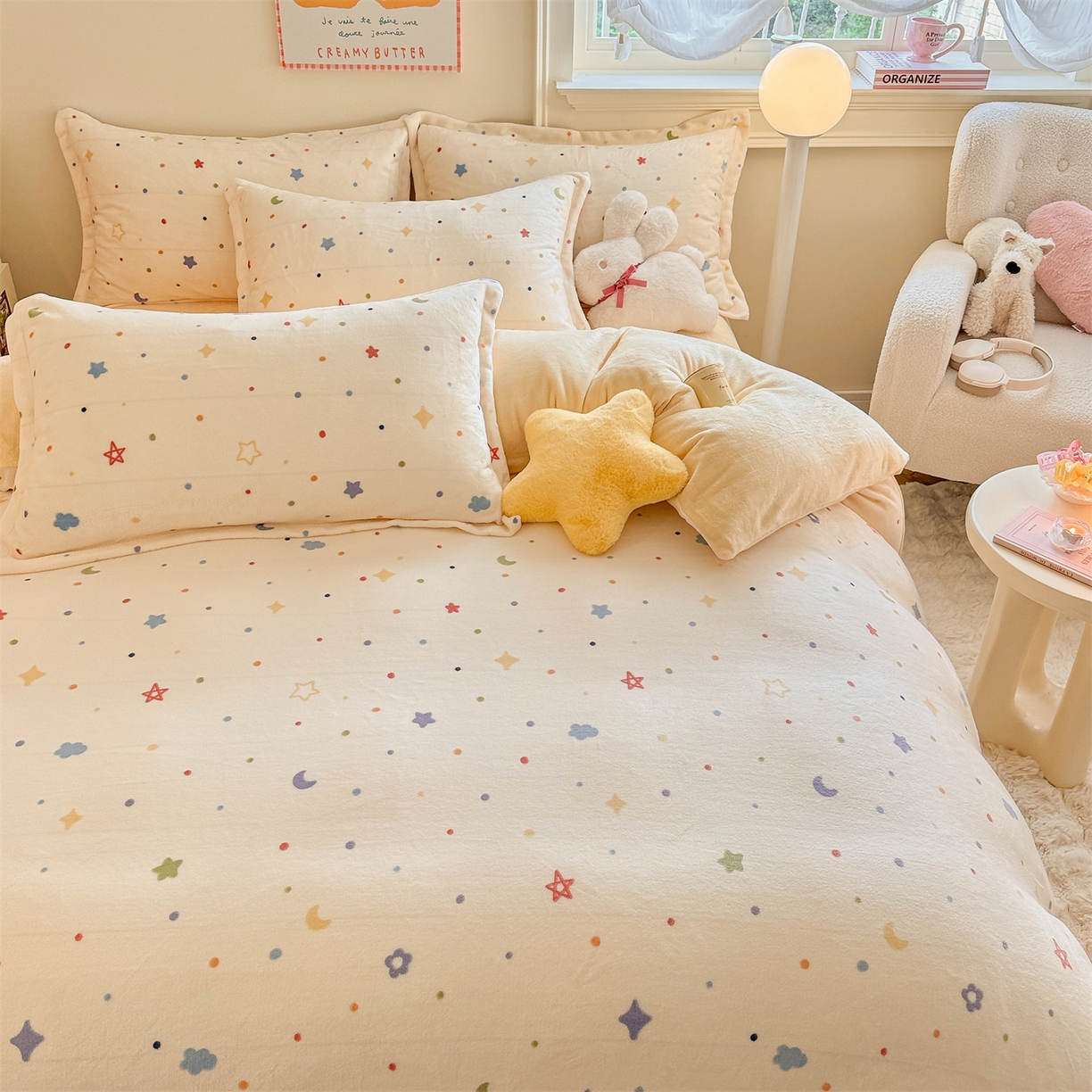 91家纺网 家纺一手货源 找家纺 名兮家居 2025秋冬新款加厚高克重牛奶绒单被套 童话星空