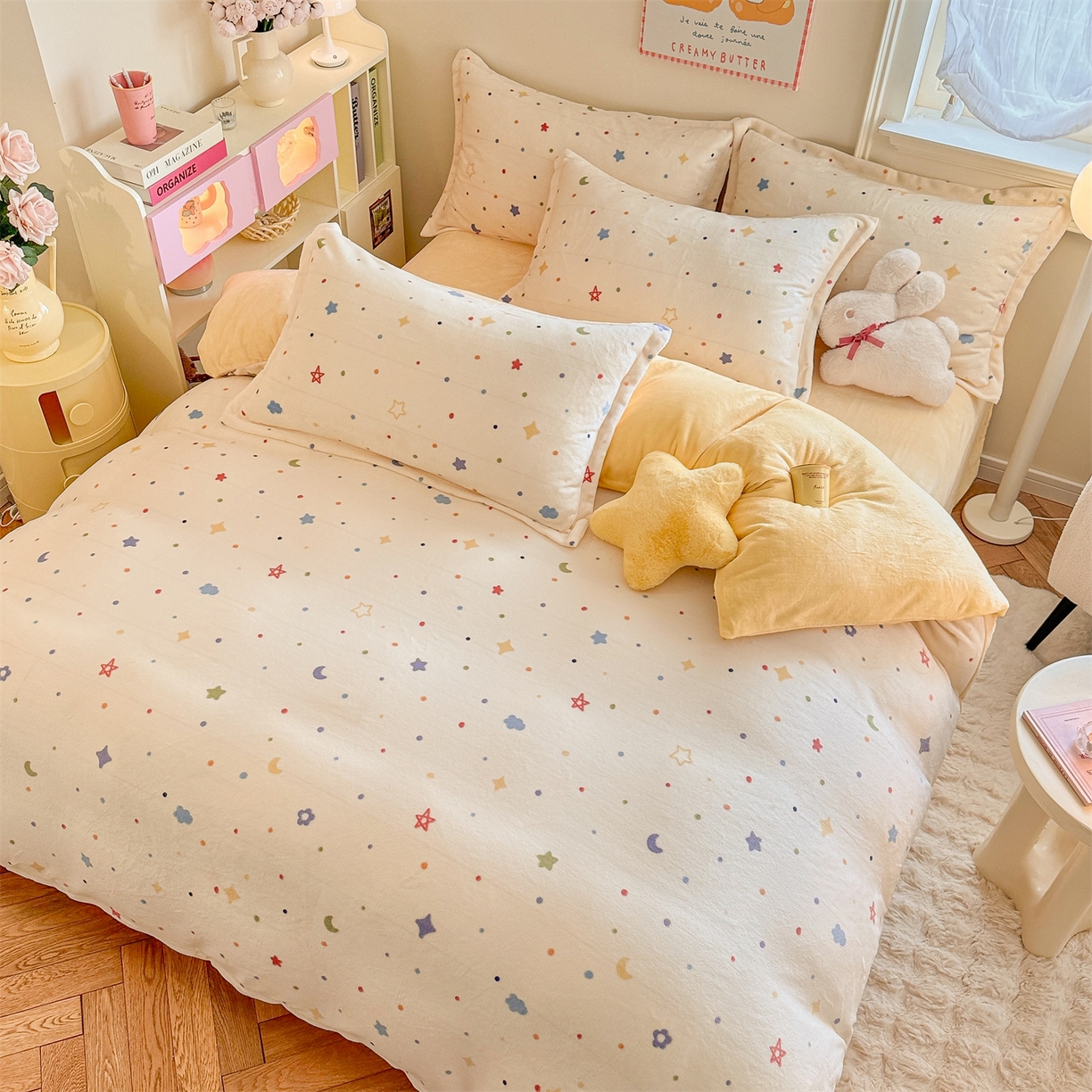 91家纺网 家纺一手货源 找家纺 名兮家居 2025秋冬新款加厚高克重牛奶绒单被套 童话星空