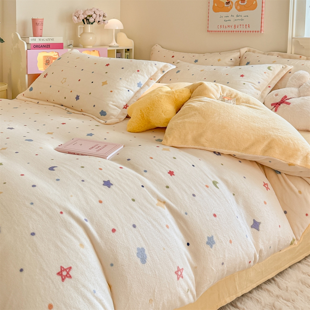 91家纺网 家纺一手货源 找家纺 名兮家居 2025秋冬新款加厚高克重牛奶绒单被套 童话星空