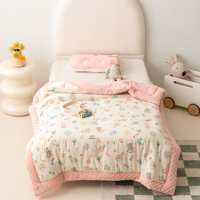 91家纺网 家纺一手货源 找家纺 （总）嗨生活 2025年新款全棉纯棉双层纱豆豆被儿童被春秋被冬被幼儿园被子